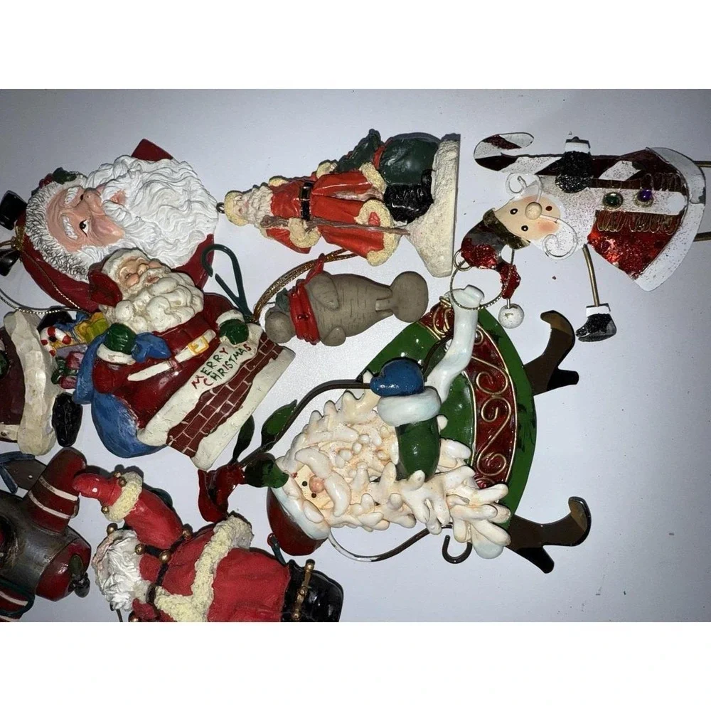 Lot of 13 Christmas Tree Ornaments Small & Large Santa Claus VTG B